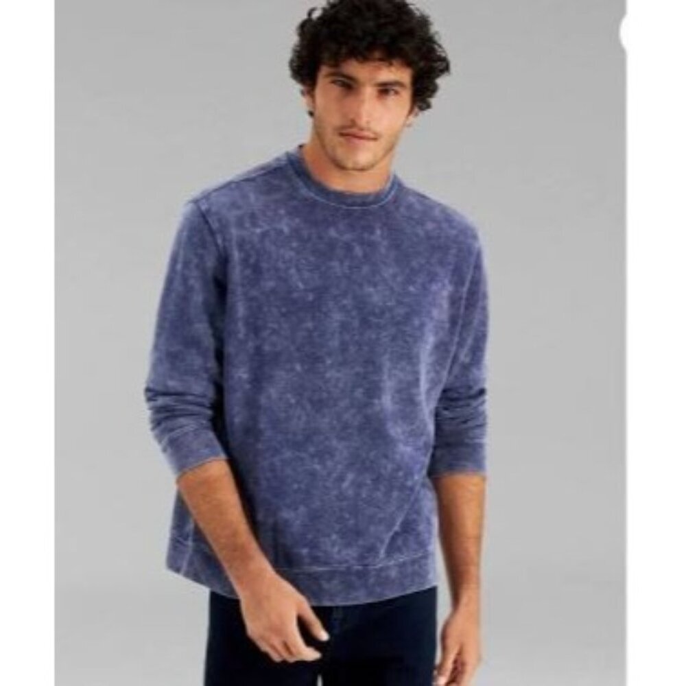 And Now This Acid Wash Fleece Crewneck Sweatshirt Men's Size Medium Blue NEW NWT